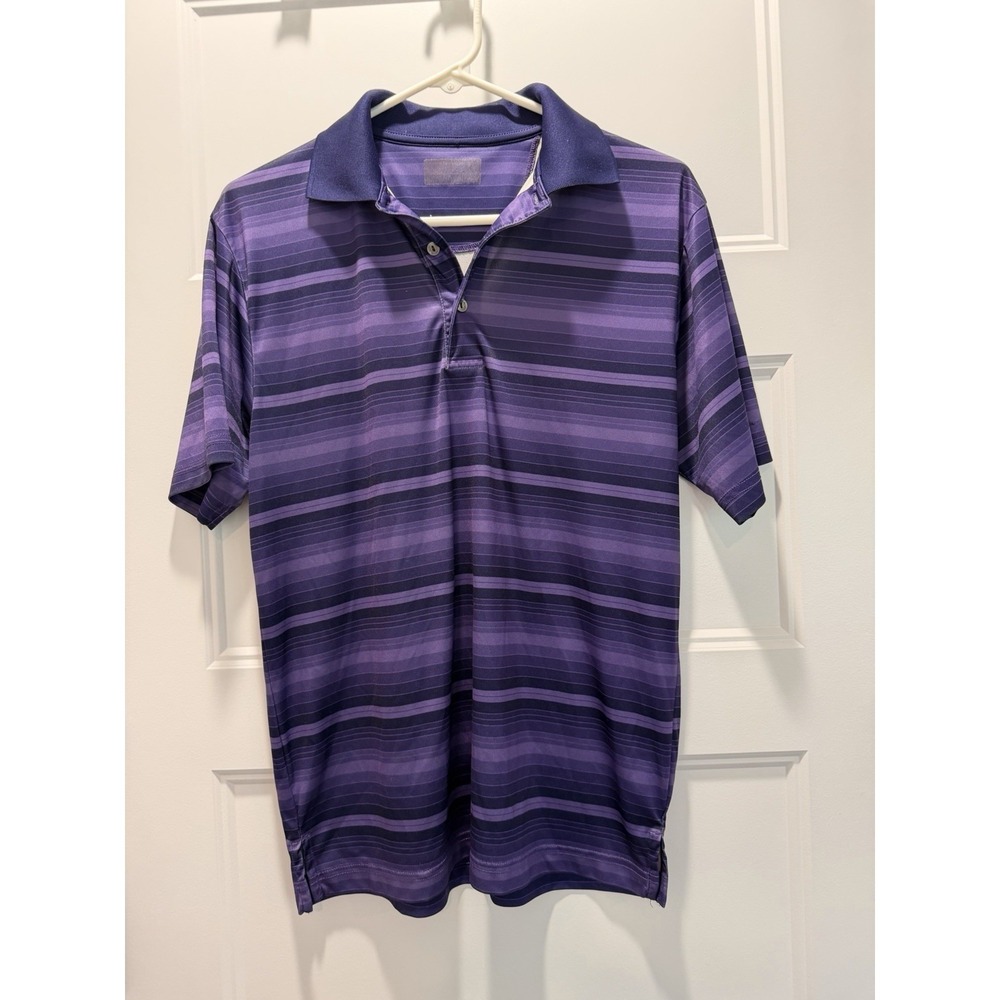 Ben Hogan Shirt Men's M Purple Striped Performance Golf Polo - Picture 1 of 3